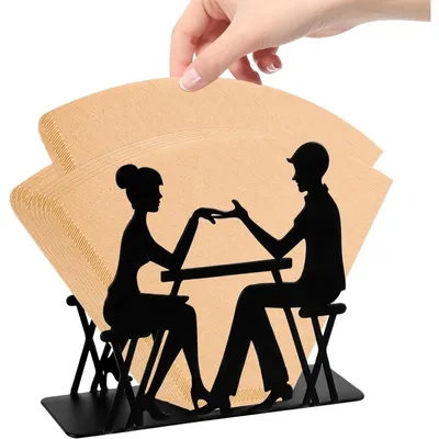 Productafbeelding van Koffiefilterhouder servethouder filterzakhouder - Zwart roestvrij staal - 12 x 4 x 10,5 cm - Antislip