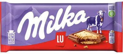 Zdjęcie produktu dla Batonik Milka LU 87g – kremowa alpejska czekolada mleczna, delikatnie rozpływająca się