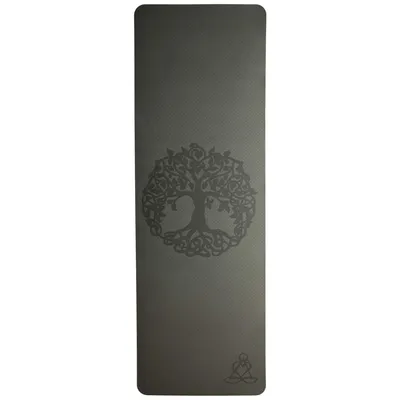 Produktbild von Berk Yogamatte Dunkelgrün | 182 x 61 cm | 6 mm | zweischichtig | mit Baum des Lebens | aus umweltfreundlichem TPE