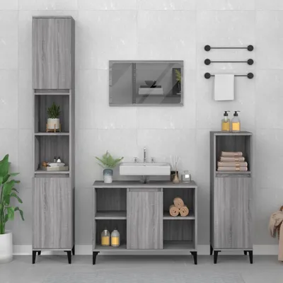 Produktbild von The Living Store Waschbeckenunterschrank Grau Sonoma 80x33x60 cm Holzwerkstoff