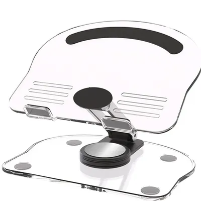 Imagen del producto de Soporte para tablet de acrílico, modelo nuevo: soporte giratorio de 360 grados para teléfono móvil, plegable y portátil, soporte multifuncional para escritorio, color