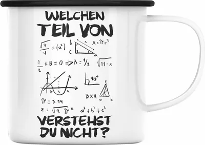 Produktbild von Trendation - Mathelehrer Emaille Tasse Mathematiker Physik Emaille Tassen mit Spruch Lustig Emaille Emaille Tasse Physiker Geschenk Mathestudent Welchen Teil von Verstehst Du Nicht (Schwarz)