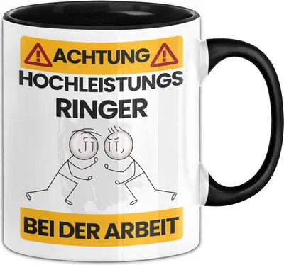 Produktbild von Ringer Tasse Geschenk Lustiger Spruch Geschenkidee für Ringer Achtung Hochleistungs Ringer Bei Der Arbeit (Schwarz)