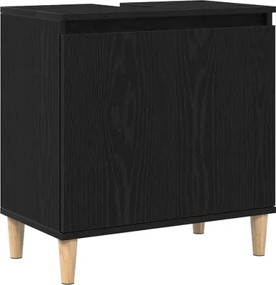 Immagine prodotto di vidaXL Mobile lavabo con anta look rovere nero 58 x 33 x 60 cm