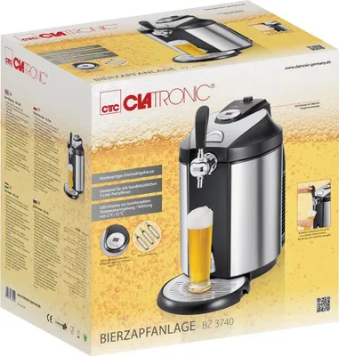 Produktbild von Clatronic® Bierzapfanlage für alle handelsüblichen 5 Liter Bierfässer, Bierzapfanlage 5 Liter mit Kühlung Zapfanlage mit LED-Display zur komfortablen Temperaturreglung – BZ 3740