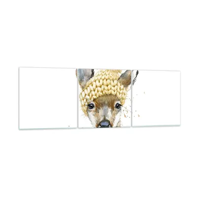 Produktbild von Bilder auf glas - Tier Hut Hirsch modern - 150x50cm - Glasbilder - Wandbilder - Kunstdruck - zum Aufhängen bereit - Wanddekoration aus Glas - Glas Bilder - Wandbild auf Glas - 3 Teile - GCA150x50-2861