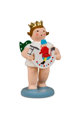 Produktbild von Miniaturengel mit Olbernhauer Marktfigur Reiterlein ohne Krone Höhe ca. 6cm NEU
