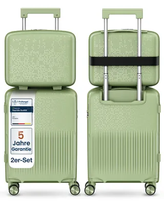 Produktbild von 4FLY Hartschalen Handgepäck Set 2-teilig (S/M) – Kosmetikkoffer (14L) & Kabinenkoffer (55×35×19 cm, 33L) mit TSA-Schloss, 4 Doppelrollen