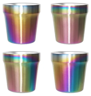 Produktbild von Set mit 4 doppelwandigen Isolierbechern aus Edelstahl, 6 oz (ca. 177 ml) Fassungsvermögen, für Kinder