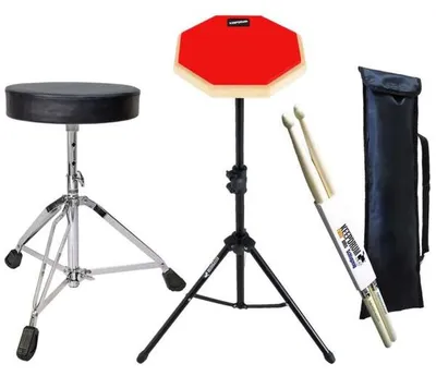 Zdjęcie produktu dla keepdrum DP-RD Practice Pad Red ze statywem i pałeczkami