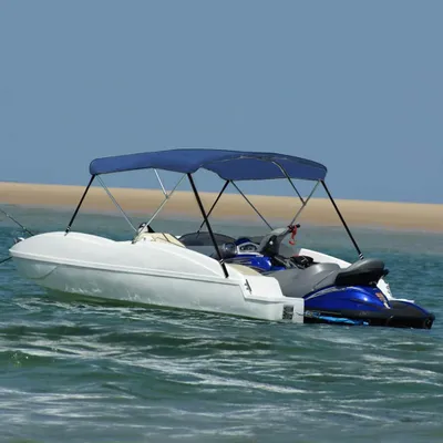 Zdjęcie produktu dla vidaXL 3-Bow Bimini Top Blau 183x140x137 cm
