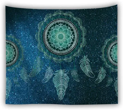 Produktbild von Wandteppich Psychedelic Blau Wandteppich Traumfänger Tapisserie Sterne Hausdekor Bohemian Deko Tuch Wandtuch Wandbehang 200X150cm