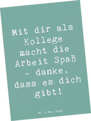 Produktbild von Mr. & Mrs. Panda Postkarte Spruch Kollege Freude - Meeresbrise - Geschenk, Postkarten, Aufmerksamkeit, Arbeitsalltag, Bedanken, Ansichtskarte, Grußkarte, Ansichtskarten