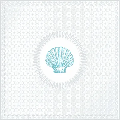 Obrázek produktu pro PPD Medallion Shell Pearl Aqua Napkins, Stolní ubrousky, 15 ks, hedvábný papír, šedá / světle modrá, 33 x 33 cm, 1331992