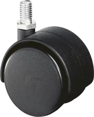 Obrázok produktu pre Plastové dvojité kolieska Ø 50 mm Nosnosť 40 kg M10 Polyamid čierny RAL 9005