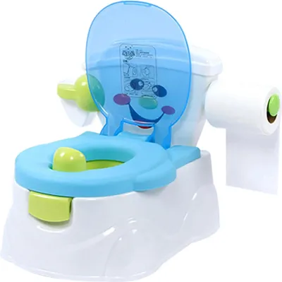 Image de Pot pour enfants - Pot d'entraînement - 1-6 ans - Dossier - Poignées antidérapantes - Facile à nettoyer - Portable - Matériau PP - Bleu