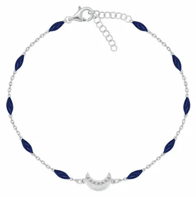 Produktbild von Silberarmband mit dunkelblauen Mondperlen BRC183WB