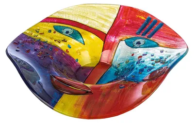 Immagine prodotto di Casablanca Glasart, Schale, rund, "Fashion", Gesichtsmotiv, Glas, mehrfarbig, , L. 12 cm, B. 49 cm, H. 7,5 cm 52450/Abverkauf nur solange Vorrat reicht