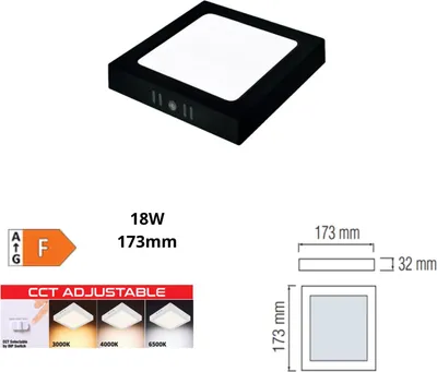 Obrázok produktu pre HOROZ LED stropné svietidlo čierne 18 W 3CCT 1660 lm