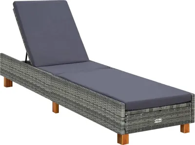 Produktbild von Sonnenliege mit Auflage Poly Rattan Grau