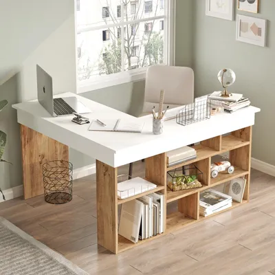 Produktbild von Houseland Rex Eckschreibtisch Atlantic pine/weiß