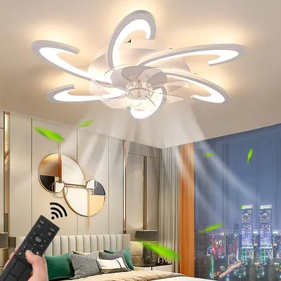 Produktbild von Oyajia LED Deckenventilator mit Beleuchtung 85W Deckenlampe Mit Ventilator, 6 Lichter Design Deckenventilatoren Dimmbar mit Fernbedienung