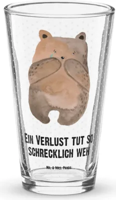 Produktbild von Mr. & Mrs. Panda Glas Bär Verlust - Transparent - Geschenk, Teddy, Wasserglas, Longdrinkglas, Cocktailglas, Tumbler, Bierglas
