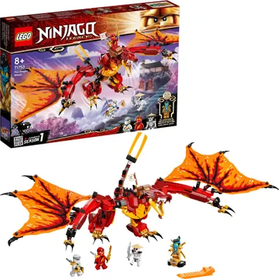 Produktbild von LEGO 71753 NINJAGO Kais Feuerdrache Drachen Spielzeug, Set mit 4 Ninja Mini-Figuren