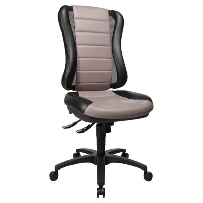 A studio shot of an office chair against a white background.