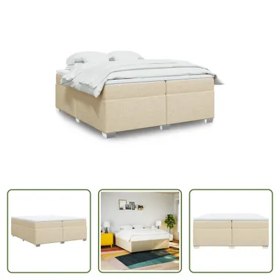 Produktbild von The Living Store Boxspringbett mit Matratze Creme 200x200 cm Stoff