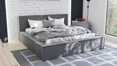 Produktbild von Polsterbett Doppelbett Bett ALDANA 180x200cm in Stoff Freya Grafit