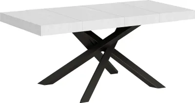 Produktbild von Ausziehbarer Tisch 90x140/244 cm Volantis Premium Weiß Esche Anthrazit Gestell