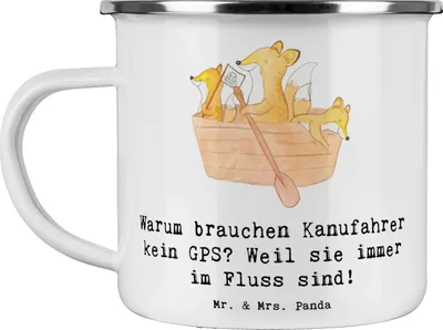 Produktbild von Mr. & Mrs. Panda Pott Kanu Lebensweg - Weiß - Geschenk, Paddeln, Teetasse, wanderbecher, Abenteuer, Sportler, Emaille Tasse, Kanufahren, Emailletasse, Sportart, humorvoll