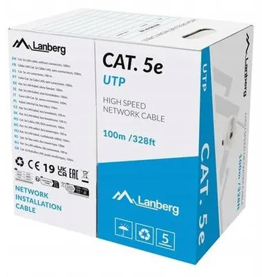Obrázok produktu pre Lanberg LCU5-11CU-0100-S, 100 m, Cat.5/Cat.5e, U/UTP (UTP), Šedá