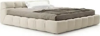 Image de Blanc beige Lit Chambre à coucher Lits Lits doubles Textile