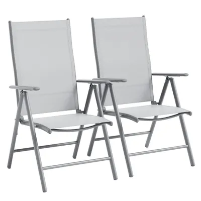 Produktbild von Klappbare Gartenstühle 2er Set – Outdoor Stühle mit robustem Metallgestell, hoher Belastbarkeit, Armlehnen, wetterfest & platzsparend