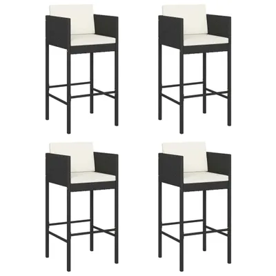 Produktbild von vidaXL Barhocker 4 Stk. mit Kissen Schwarz Poly Rattan