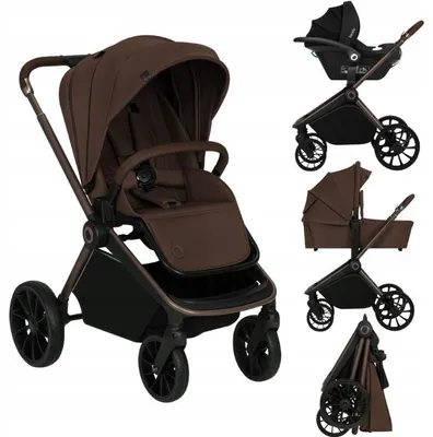 Produktbild von Lionelo Kombikinderwagen Mika Plus 3in1 bis 38 Monate (22kg), XXL-Verdeck mit UPF50+, 3-stufige Verstellung des Elterngriffs - Mocha mousse