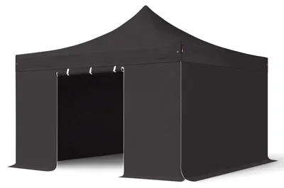 Produktbild von TOOLPORT 4x4m Aluminium Faltpavillon, inkl. 4 Seitenteile, schwarz