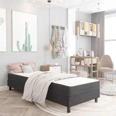 Obrázok produktu pre vidaXL Boxspring Bedstead Grey Fabric 90x200 cm