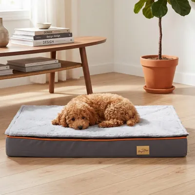 Produktbild von WISFOR Hundebett orthopädisch, Hundematte Hundekissen flauschig formstabil – Bezug abnehmbar waschbar, M: 80 x 50 x 8 cm