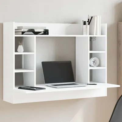 Zdjęcie produktu dla vidaXL Biurko ścienne białe 105x48x75 cm materiał drewnopochodny