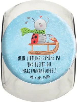 Produktbild von Mr. & Mrs. Panda Teedose Smörle Rodeln XL 2000ml - Eisblau - Geschenk, Kaffeedose, Marzipan, Frischhaltedose, Winter, Süßigkeiten Glas, Weihnachten, gewürzglas