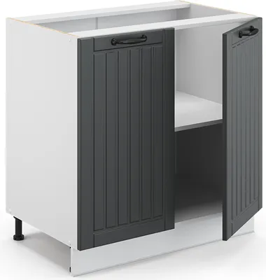 Produktbild von Spülenunterschrank Vicco Fame-Line Anthrazit Landhaus 80 cm mit Regal, AP Eiche, Model 45929
