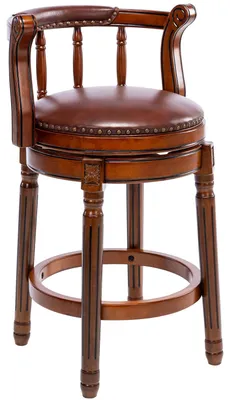 Barkruk mit Rundleer, Sitzhöhe 66 cm, drehbar, braun