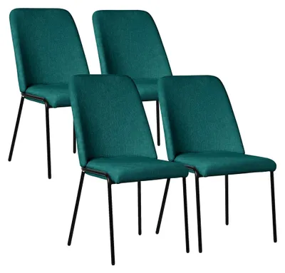 Produktbild von Esszimmerstühle 4er Set Petrol, Küchenstühle mit Stoffbezug und Metallbeinen, Wohnzimmerstuhl mit Rückenlehne, Polsterstühle für Esszimmer und Küche, Ergonomische Stühle