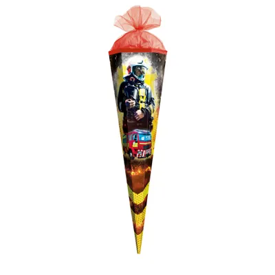 Produktbild von ROTH Geschenk-Schultüte klein Feuerwehrmann 50 cm eckig Tüllverschluss Zuckertüte Schulanfang