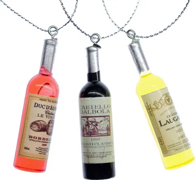 Produktbild von 3 Stück Weihnachtsbaumanhänger Baumschmuck Anhänger Xmas Wein Flasche bunt