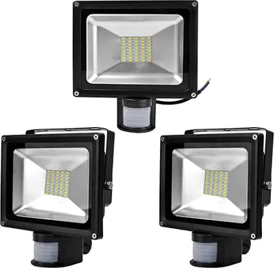 Immagine prodotto di Greenmigo 3x SMD 30W proiettore con sensore di movimento faretto bianco caldo alloggiamento in alluminio nero IP65 impermeabile lampada a LED applique lampada da parete luce di fondo illuminazione diffusa lampada da giardino a LED faretto da esterno
