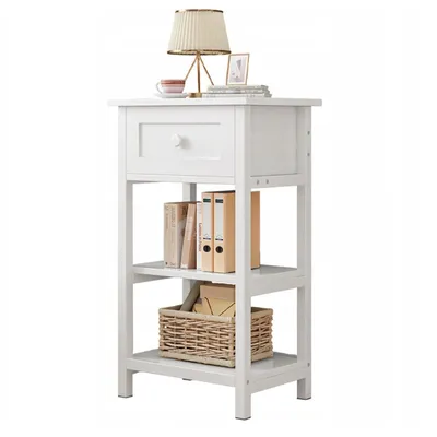 Produktbild von Stolik Nocny Boczny Z Szufladą 2 Półkami Loft Nowoczesny 45x30x68 Cm